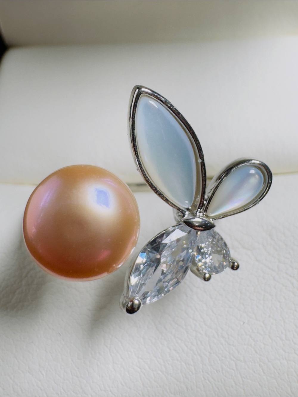 Mother of Pearl Butterfly Pearl Adjustable Ring